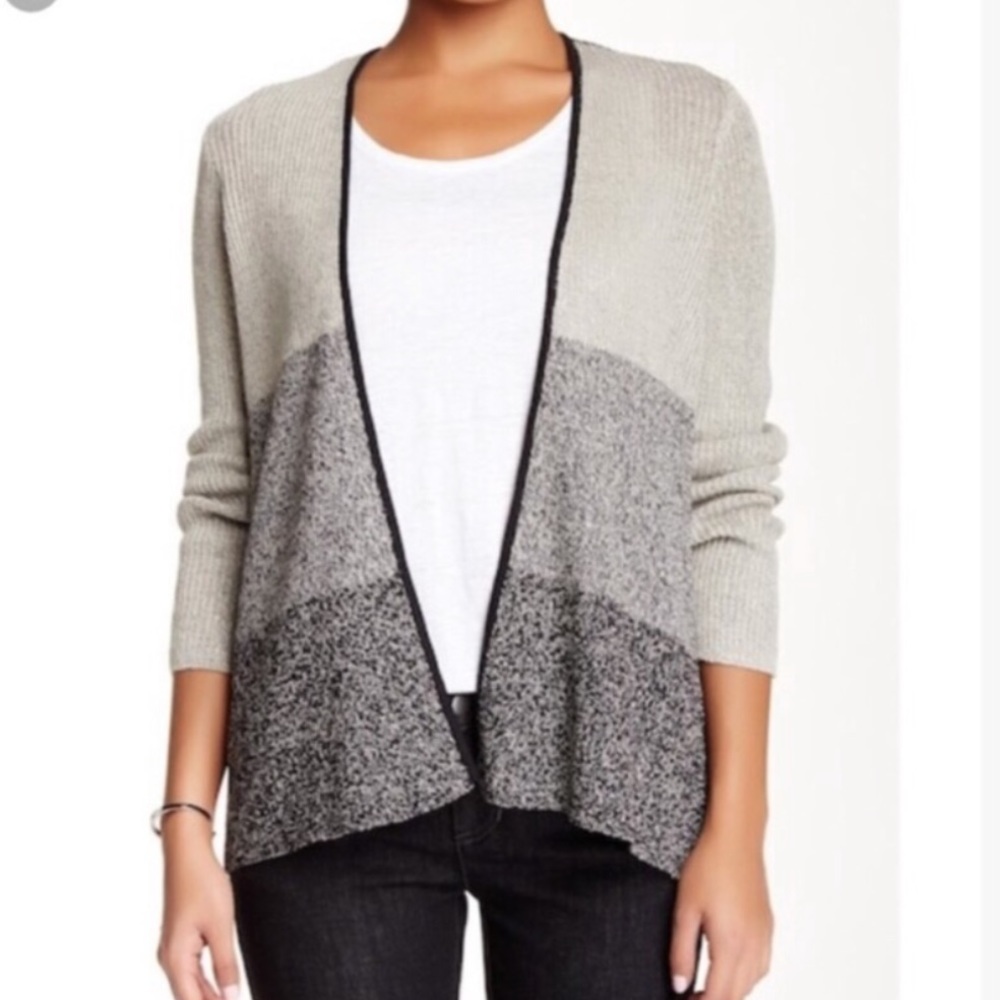 Eileen Fisher Italian Yarn Color Block Cardigan - Picture 2 of 7